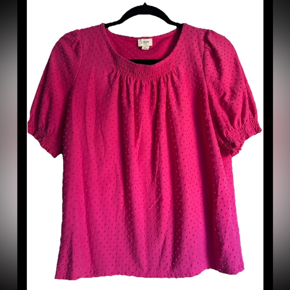 J. Crew Women's Hot Pink Cotton Smocked Top Sz XS